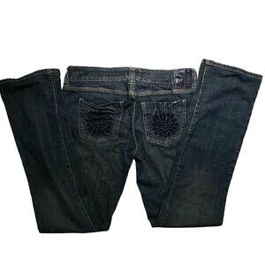 Marlow Vintage Low Rise Original Embroidered Dark Wash Blue Jeans Women’s 30
